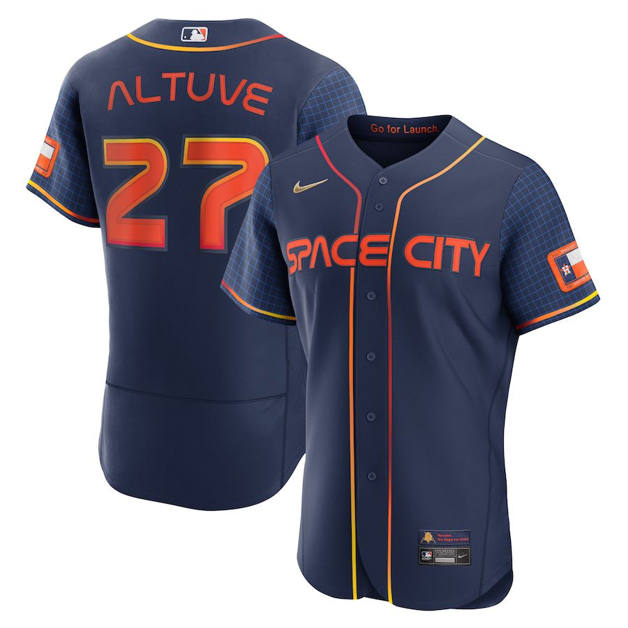 Custom Men Houston Astros #27 Jose Altuve Nike Navy 2022 City Connect Authentic Player MLB Jersey->customized mlb jersey->Custom Jersey
